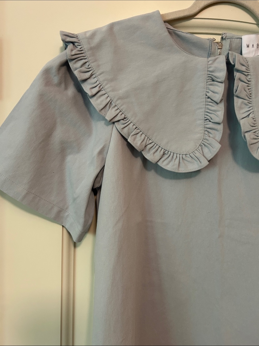 Wanderling Light Blue Mini Dress with Ruffled Peter Pan Collar - Picture 4 of 10